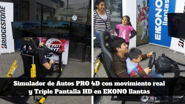 Simulador de Autos PRO 4D con movimiento real y triple pantalla HD EKONO llantas